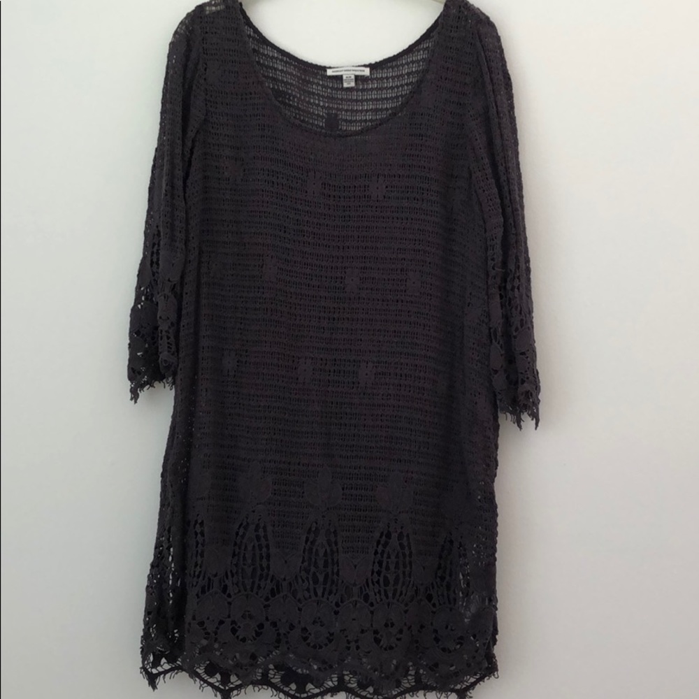 Cotton lace patterned dress, w/ liner